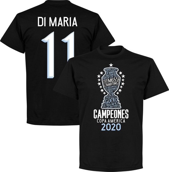 T-shirt Di Maria 11 Winners Copa America 2021 d'Argentine - Zwart - Enfants - 152