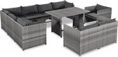 Medina 10-delige Loungeset met kussens poly rattan grijs