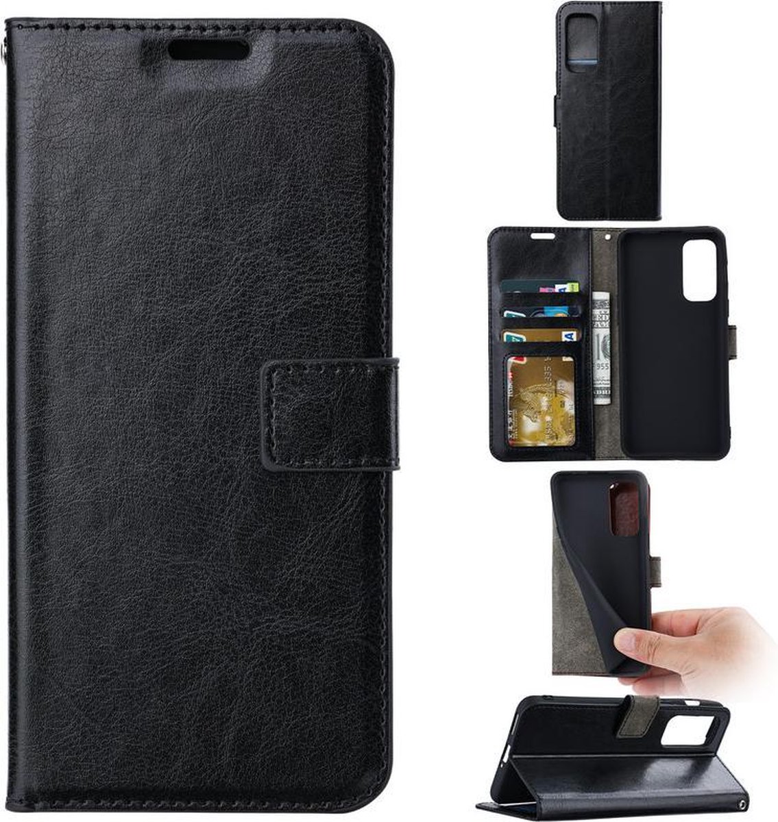 Bookcase Geschikt voor: Oppo A54 5G / A74 5G / A93 5G Zwart - portemonnee hoesje