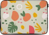 Laptophoes 14 inch - Fruit - Gatenplant - Patroon - Laptop sleeve - Binnenmaat 34x23,5 cm - Zwarte achterkant