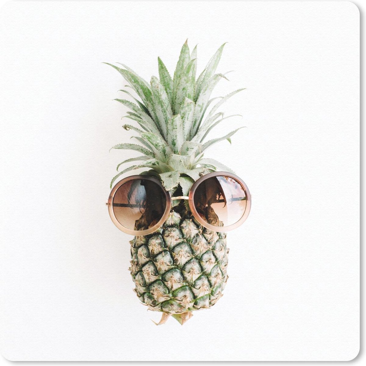Muismat 20x20 cm - Mousepad Zonnebril - Ananas - Tropisch - Muismatten