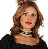 ketting Steampunk dames kunstleer zwart/beige