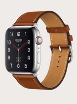 Lederen Apple Watch bandje - Bruin Kunstleer - 42/44 mm - Series 1 2 3 4 5 6 SE - Geschikt voor Apple Watch