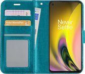 Hoes Geschikt voor OnePlus Nord 2 Hoesje Book Case Hoes Flip Cover Wallet Bookcase - Turquoise