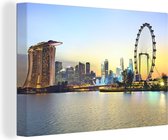 Canvas Schilderij Singapore - Skyline - Lucht - 30x20 cm - Wanddecoratie