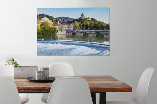 Tableau Toile Turin - Pont - Rivière - 90x60 cm - Décoration murale