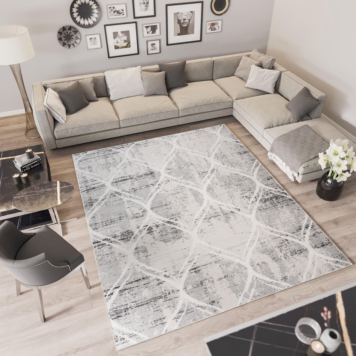 Tapiso Troya Vloerkleed Woonkamer Slaapkamer Beige Lijnen Golven Design Eyecatcher Interieur Stijlvol Woonsfeer Modern Trendy Duurzaam Hoogwaardig Tapijt Maat - 160x220 Creme