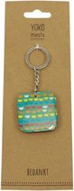 Sleutelhanger - Print - 8.5x4cm - Turquoise - India - Fairtrade