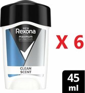 Rexona Deodorant Stick Men Maximum Protection Clean Scent - Deodorant - 6x 45 ml - Voordeelverpakking