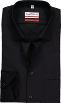 MARVELIS modern fit overhemd - zwart - Strijkvrij - Boordmaat: 38