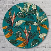 Muurcirkel ⌀ 90 cm - Muurcirkel Jungle Vibes - Aluminium Dibond - Bloemen en Planten - Rond Schilderij - Wandcirkel - Wanddecoratie