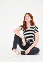 LOLALIZA T-shirt met strepen en lurex - Wit - Maat L