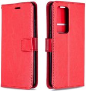 Portemonnee Book Case Hoesje + 2x Screenprotector Glas Geschikt voor: Oppo A54 5G & Oppo A74 5G - rood