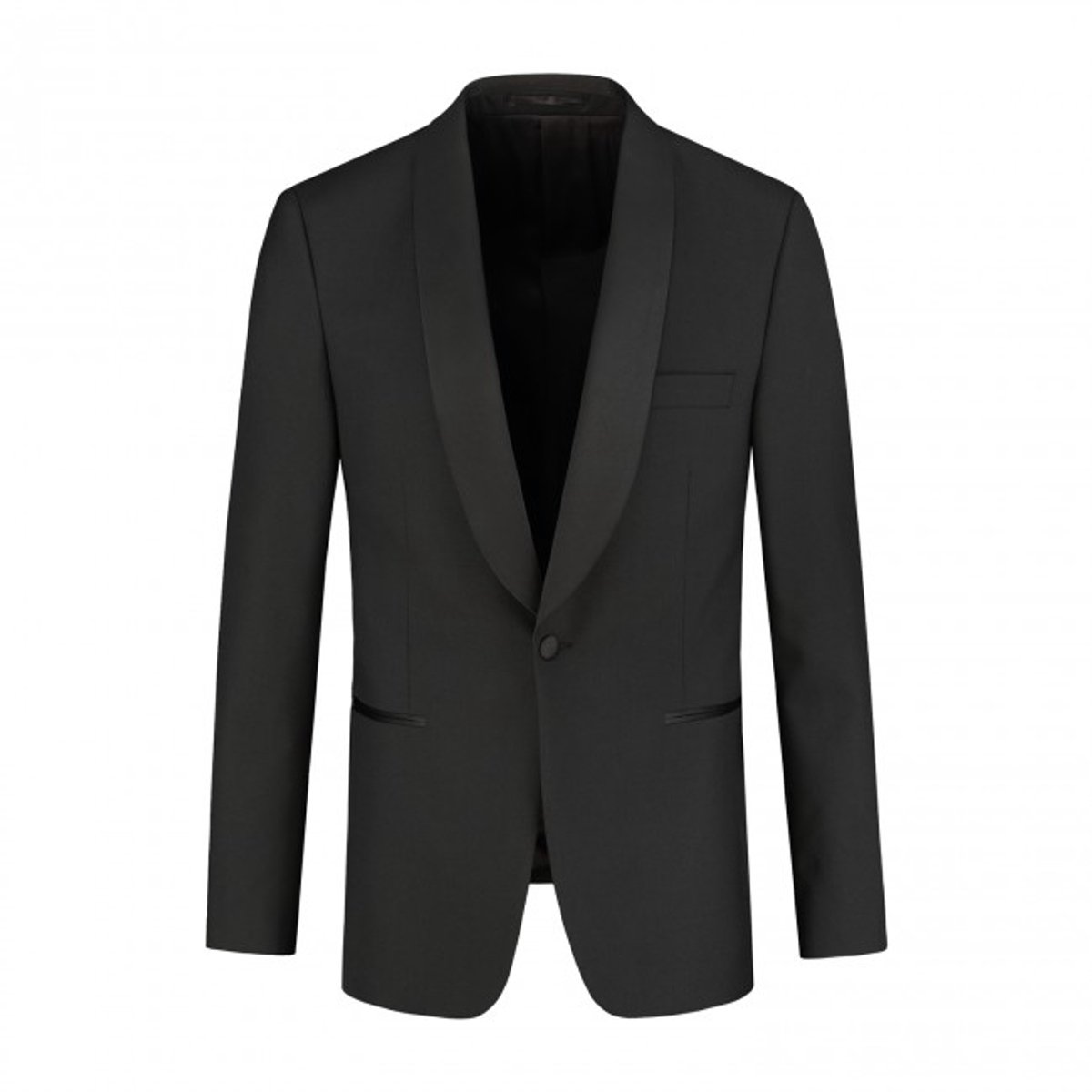 GENTS - Jas smoking shawl - Wolblend - Zwart - Maat 60/5XL
