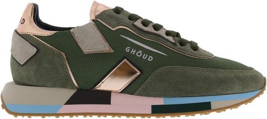 Ghoud Dames Sneakers Groen satijn combi runner dz | Van den Assem