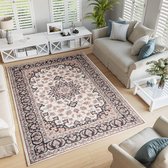 Tapiso Colorado Vloerkleed Beige Zwart Gebloemd Woonkamer Tapijt Maat- 200x300