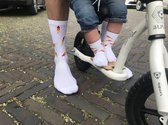 Cadeau Wielrenner - Matchende fietssokken baby & volwassene - Flamingo