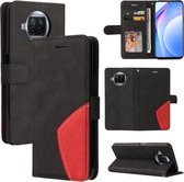 voor xiaomi mi 10t lite 5g tweekleurige splicing horizontale flip pu lederen tas met houder en kaartsleuven en portemonnee (zwart)