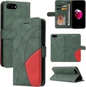 Tweekleurige splitsende horizontale flip PU-lederen hoes met houder en kaartsleuven en portemonnee voor iPhone 8 Plus/7 Plus (groen)