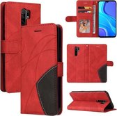 Voor Xiaomi Redmi 9 Dual-color Splicing Horizontale Flip PU Lederen Case met Houder & Kaartsleuven & Portemonnee (Rood)