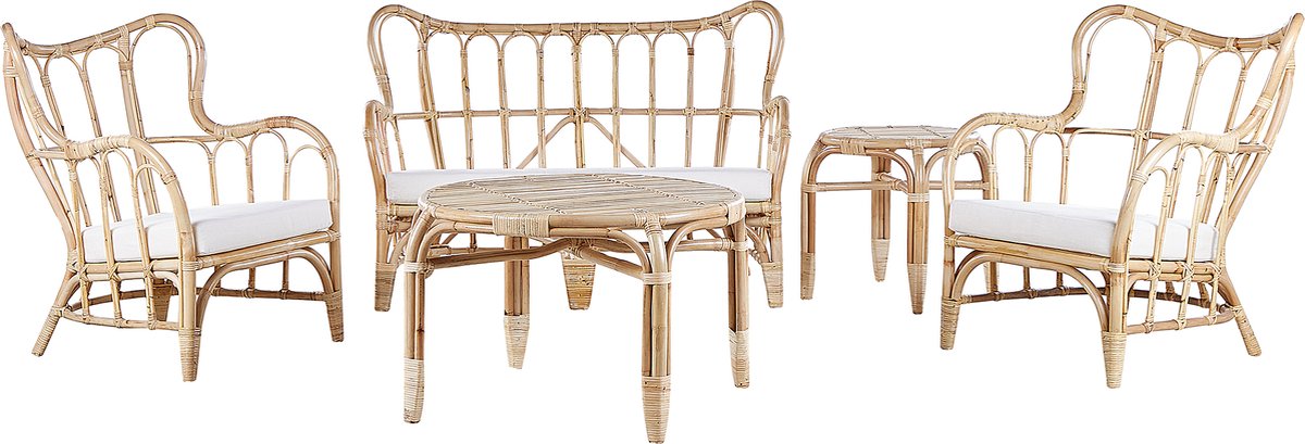 Loungeset met tafel 4-zitter BRINDISI Rotan Natuurlijk