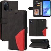 Voor OPPO A53/A33 2020/A32/A53s Dual-color splicing Horizontale Flip PU lederen tas met houder & kaartsleuven & portemonnee (zwart)