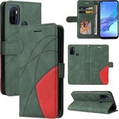 Voor OPPO A53/A33 2020/A32/A53s Dual-color Splicing Horizontale Flip PU Lederen Case met Houder & Kaartsleuven & Portemonnee (Groen)