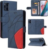 Voor OPPO Find X3 / Find X3 Pro Dual-color splicing Horizontale Flip PU-lederen hoes met houder en kaartsleuven en portemonnee (blauw)