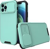Sliding Camera Cover Design PC + TPU-beschermhoes voor iPhone 11 Pro Max (mintgroen)