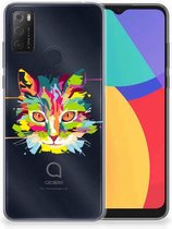 Mobiel Case Alcatel 1S (2021) GSM Hoesje Doorzichtig Cat Color