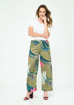 LOLALIZA Wijde broek met tropische print - Khaki - Maat XL