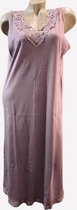 Dames katoenen nachthemd met kant mouwloos L 40-44 taupe