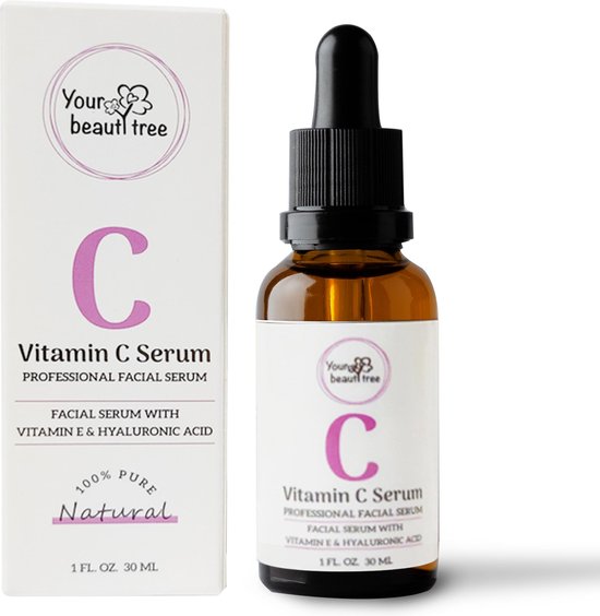 Your Beauty Tree ® Vitamine C Serum 20% voor gezicht - huidverzorging tegen veroudering - anti-rimpel - acne en donkere vlek verwijderaar - gezichtsserum met - hyaluronzuur - vitamine E - collageen