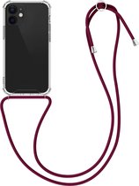 kwmobile telefoonhoesje compatibel met Apple iPhone 12 mini - Hoesje met koord - Back cover in transparant / donkerrood