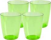 Set van 12x stuks kunststof waterglazen/drinkglazen 400 ml groen - Herbruikbaar