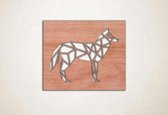 Line Art - Wolf vierkant 7 - M - 60x72cm - Multiplex - geometrische wanddecoratie