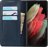 Bookcase Samsung Galaxy S21 Plus | Hoogwaardig PU Leren Hoesje | Luxe Uitstraling | Telefoonhoesje | Portemonnee | Blauw