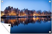 Muurdecoratie Amsterdam - Zonsondergang - Reflectie - 180x120 cm - Tuinposter - Tuindoek - Buitenposter