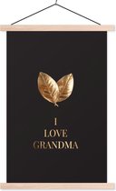 Porte-affiche avec affiche - Affiche scolaire - J'aime grand-mère - Grand-mère - Proverbes - Citations - 60x90 cm - lattes vierges