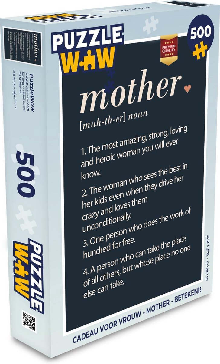 Afbeelding van product PuzzleWow  Puzzel Mama definitie - Spreuken - Mother - Quotes - Woordenboek - Legpuzzel - Puzzel 500 stukjes