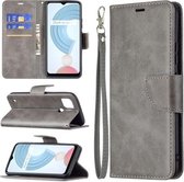 Voor OPPO Realme C21/C20 Retro Lamsvacht Textuur Pure Kleur Horizontale Flip PU Lederen Case met Houder & Kaartsleuven & Portemonnee & Lanyard (Grijs)