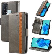 Voor OPPO Reno 5A CaseNeo Business Splicing Dual Magnetische Gesp Horizontale Flip PU Lederen Case met Houder & Kaartsleuven & Portemonnee (Grijs)