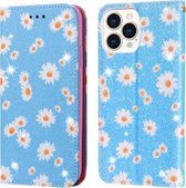 Glinsterende Daisy Magnetische Horizontale Flip Leren Hoes Met Houder & Kaartsleuven & Fotolijst Voor iPhone 13 Pro Max (Blauw)