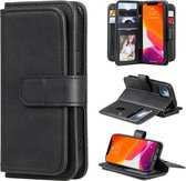 Multifunctionele magnetische koperen gesp horizontale flip effen kleur lederen tas met 10 kaartsleuven & portemonnee & houder & fotolijst voor iPhone 13 mini (zwart)