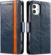 CaseNeo Business Splicing Dual Magnetic Buckle Horizontal Flip PU Leather Case met houder & kaartsleuven & portemonnee voor iPhone 11 Pro Max (blauw)