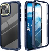 C1 2 in 1 schokbestendige TPU + pc-beschermhoes met PET-schermbeschermer voor iPhone 13 mini (marineblauw)