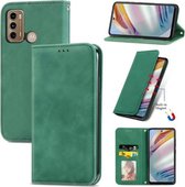 Voor Motorola Moto G60 Retro Skin Feel Business Magnetische Horizontale Flip Leather Case met Houder & Kaartsleuven & Portemonnee & Fotolijst (Groen)