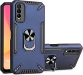 Voor vivo Y20 PC + TPU-beschermhoes met 360 graden draaibare ringhouder (koningsblauw)