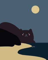 Cat Beach Art Print 40x50cm