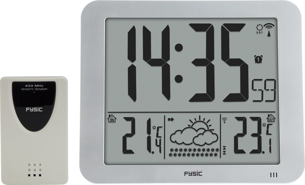 Fysic FKW-2500 Jumbo klok (24,5 20,5 cm) met weerstation - Wekker en weerstation -... | bol.com
